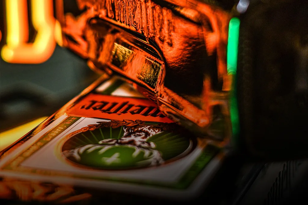 A close-up, low-angle shot of a Jägermeister bottle.