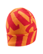 Red and orange Jägermeister patterned beanie