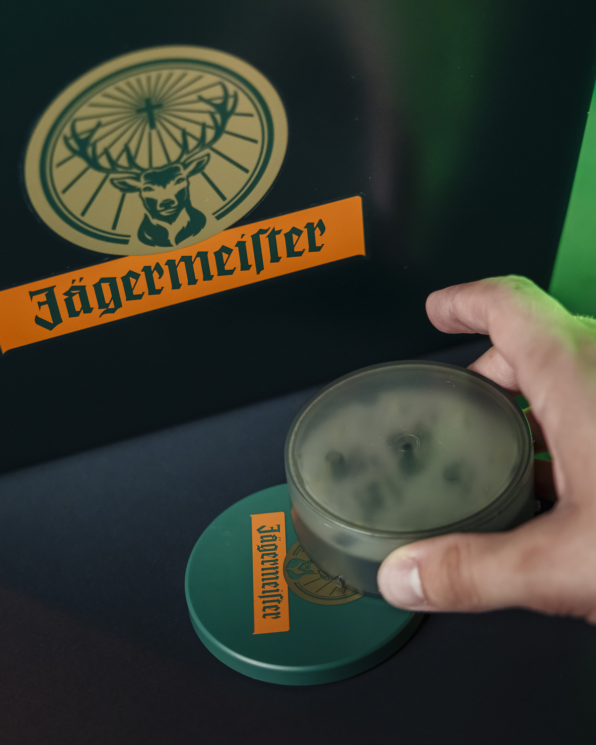 Jägermeister bottle serve light module with brand logo 