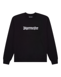 Black sweatshirt with white 'Jägermeister' wordmark