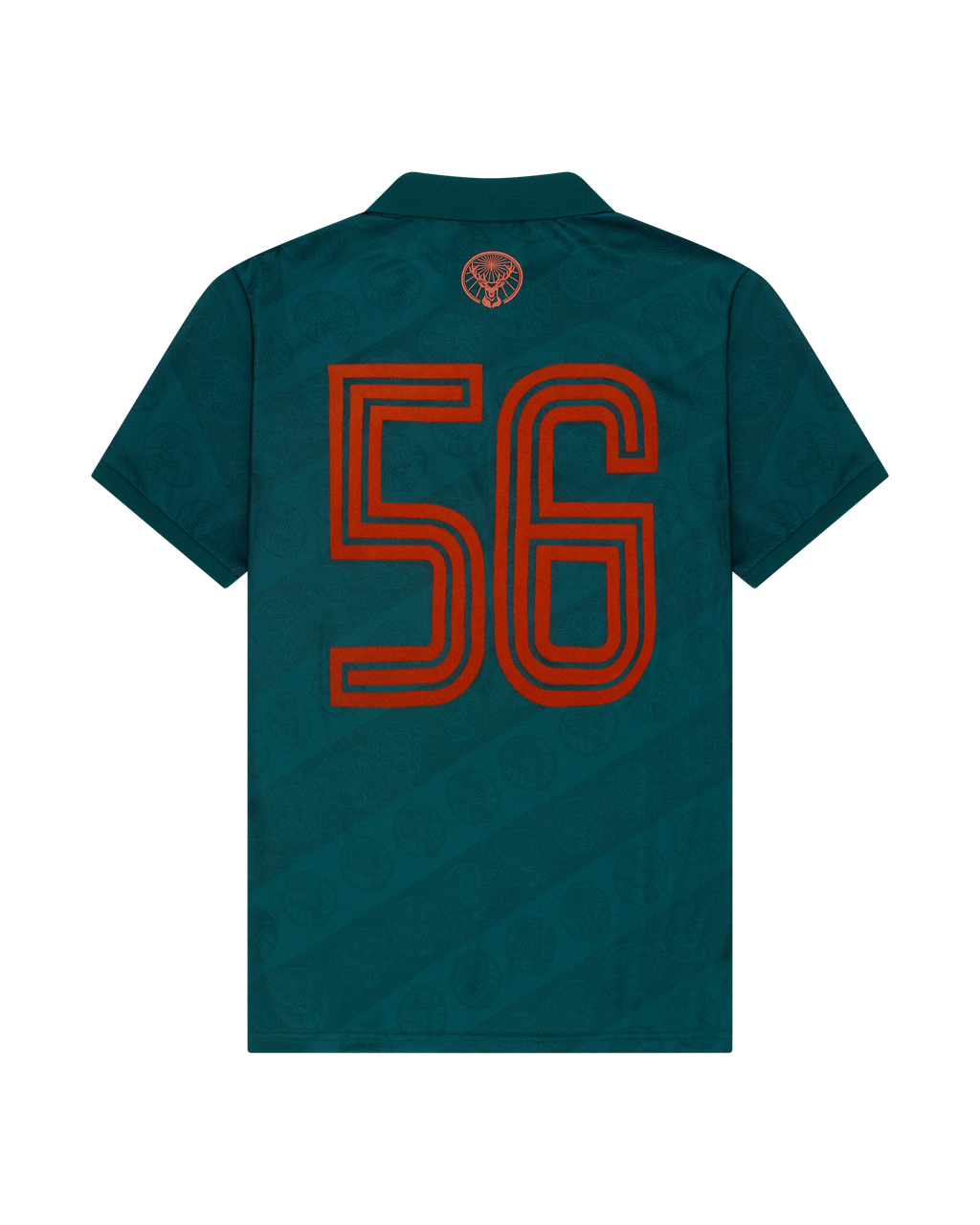 Groen Jägermeister-jersey met een oranje '56' op de achterkant.