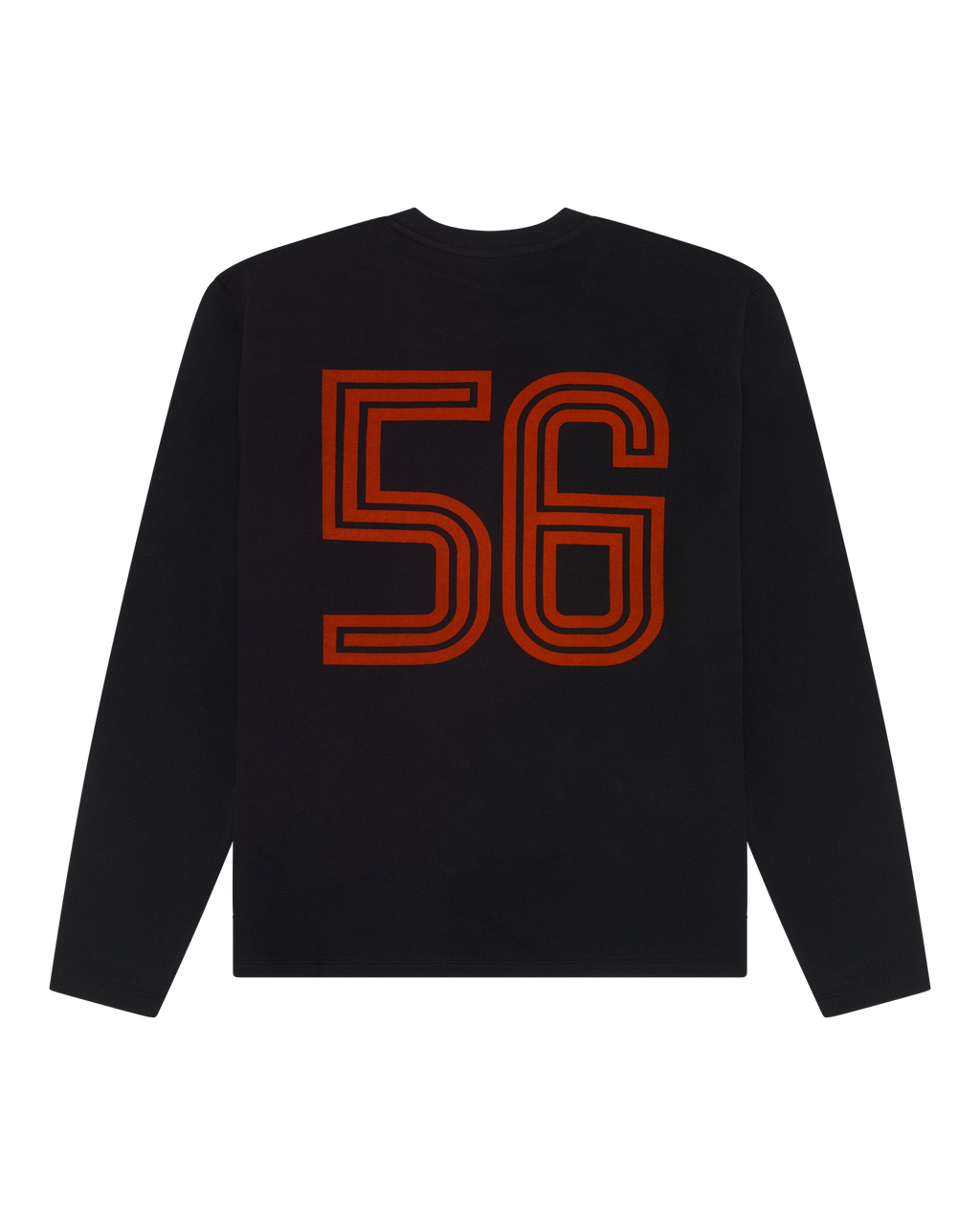 Zwarte Jägermeister-longsleeve met oranje nummer 56.