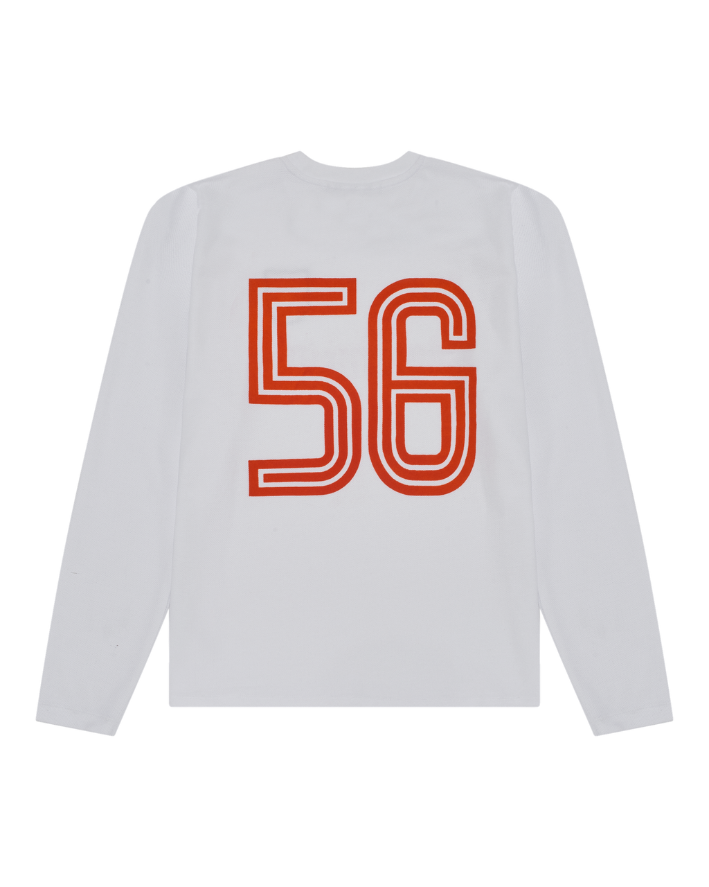Wit Jägermeister-shirt met lange mouwen en oranje '56'-print.