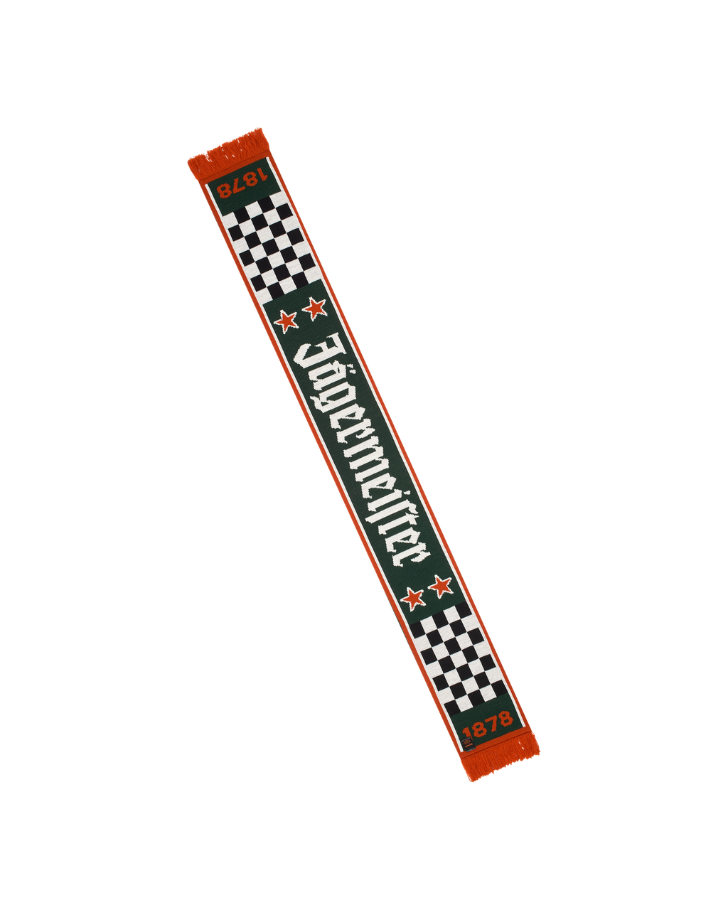 Jägermeister Racing-sjaal met branding. De groene kant is zichtbaar