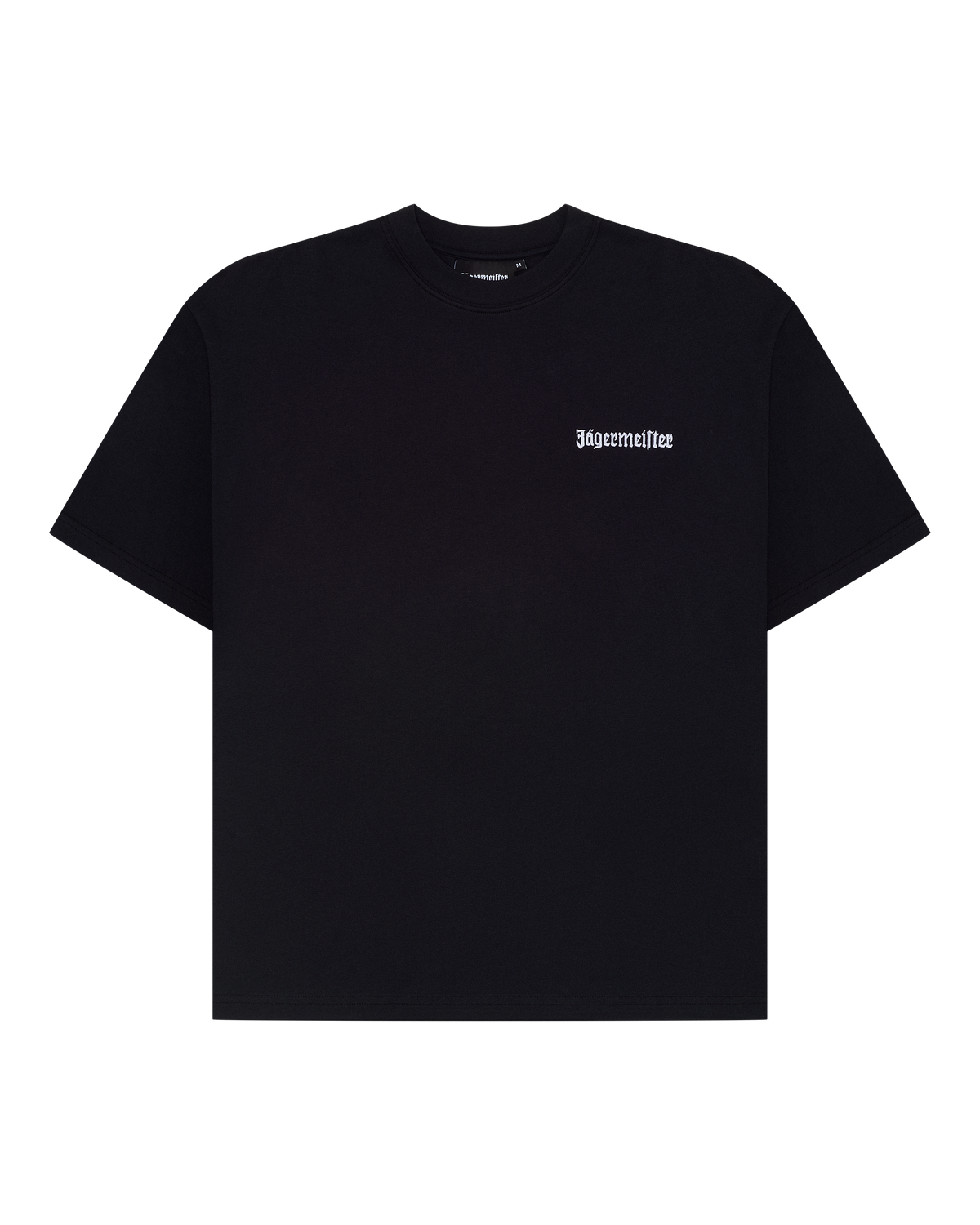 Black Jägermeister t-shirt with a small white logo.