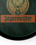 Jägermeister logo on a green serving tray