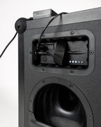 Zwarte Soundboks-speaker van achteren
