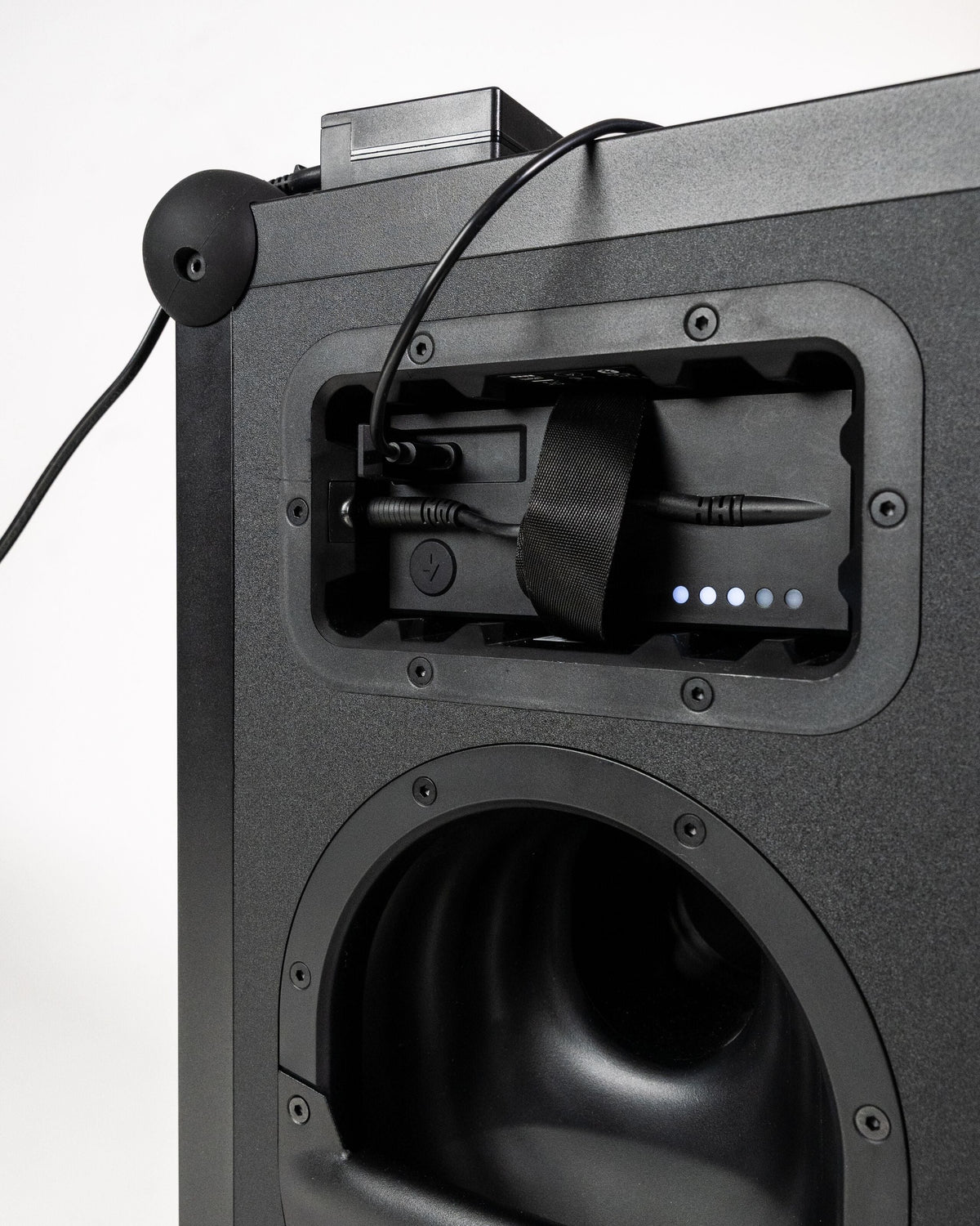 Zwarte Soundboks-speaker van achteren