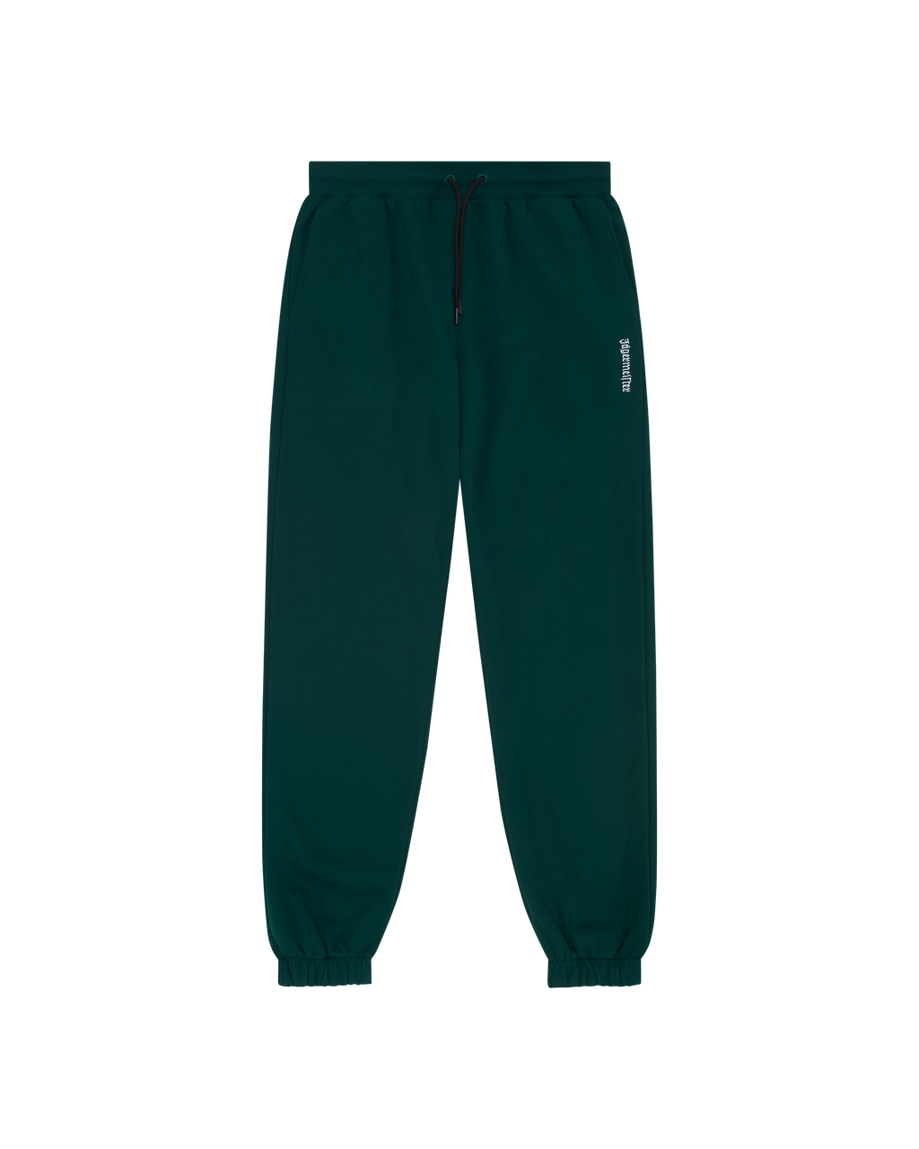 Donkergroene Jägermeister-sweatpants met een klein wit logo.