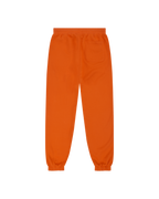 Oranje sweatpants van achteren.