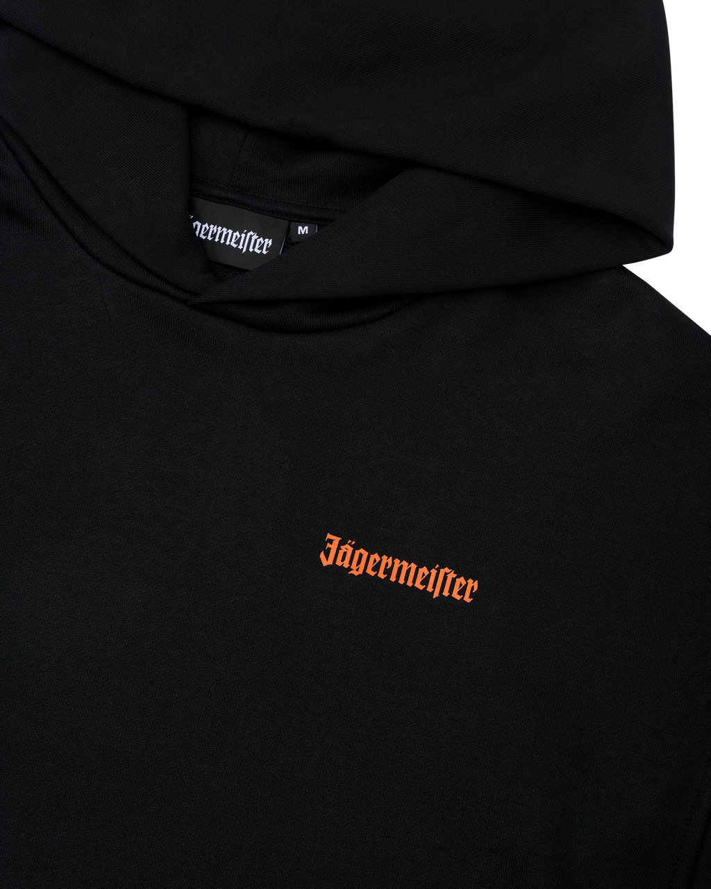 Zwarte hoodie met Jägermeister-logo op de borst