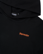 Zwarte hoodie met Jägermeister-logo op de borst