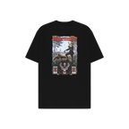 Black t-shirt with Jägermeister tradition graphic design on the back