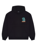 Zwarte hoodie met een kleine Waldi-afbeelding op de borst.