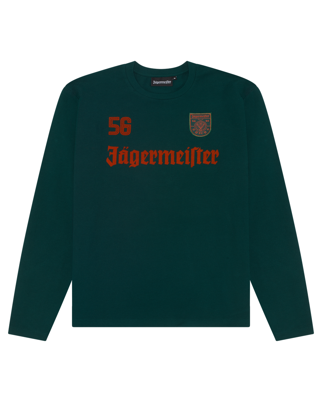 Groene longsleeve met Jägermeister-branding.