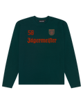 Groene longsleeve met Jägermeister-branding.